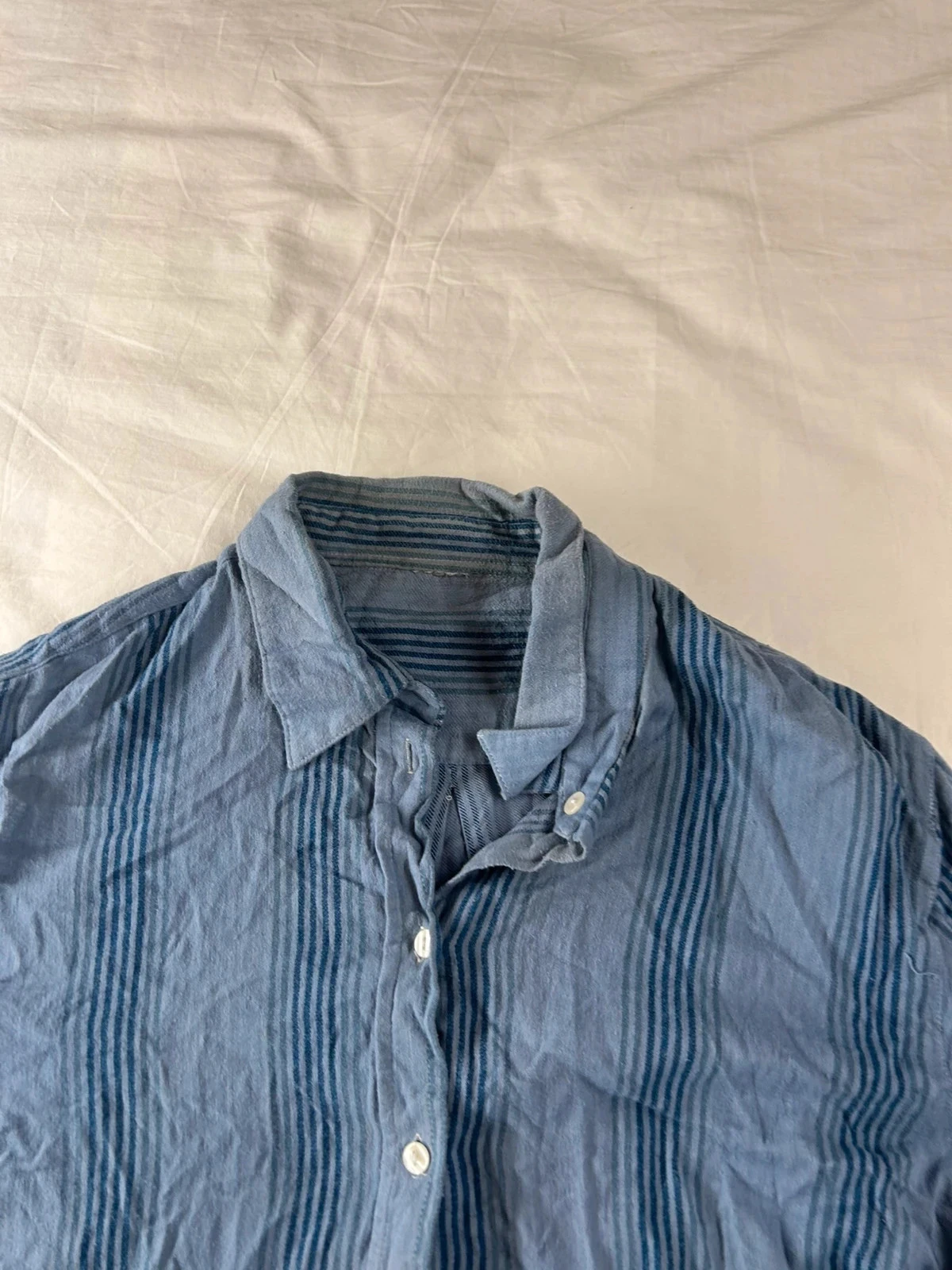 Retro stijl vintage donkerblauw gepateerd overhemd – photo 6
